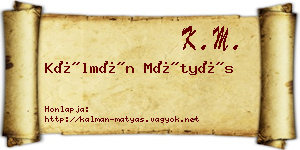 Kálmán Mátyás névjegykártya